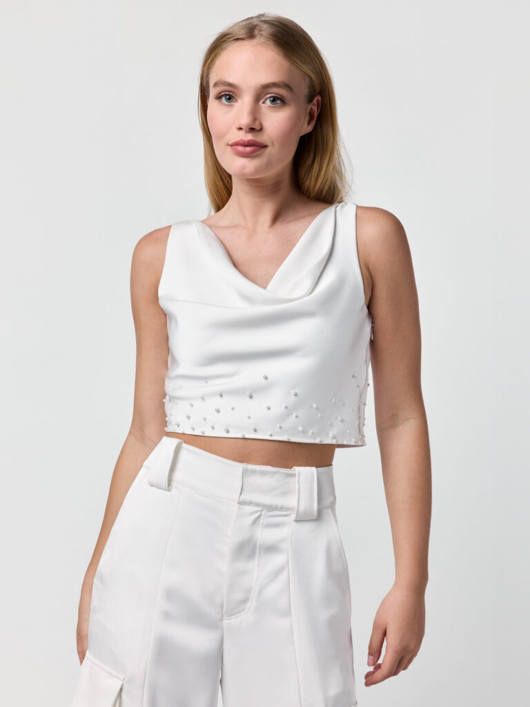 Poirier T-75403 Top Satijn-Parels | Gem |Lucia