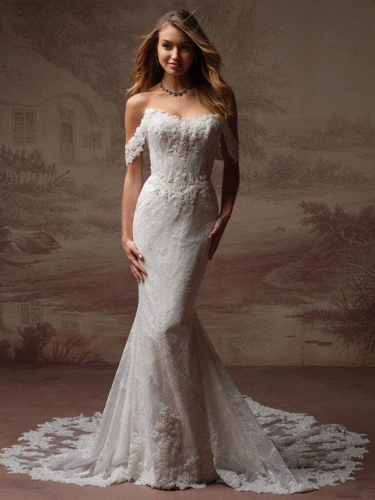Maggie Sottero Designs COLLETTE (F6MB076A01 – Unlined bodice) & cap sleeves(YYCS0+F6MB076000)