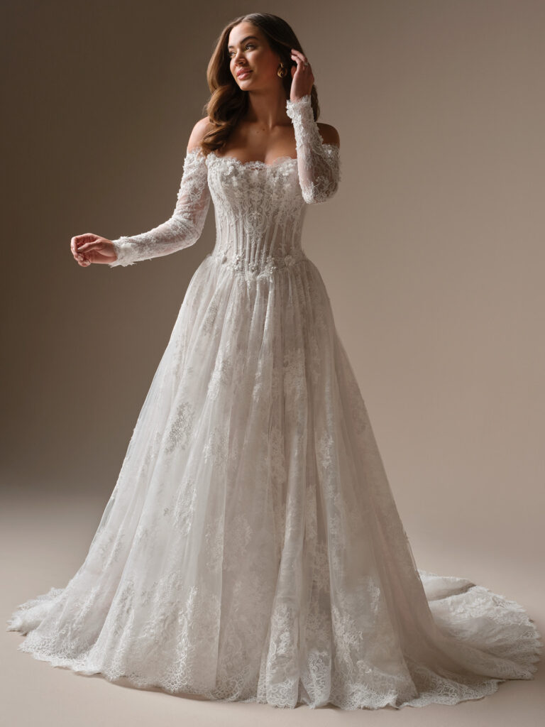 Maggie Sottero Designs KITARO (26MB385A01 – Unlined Bodice, Embellished, Attached sleeves)